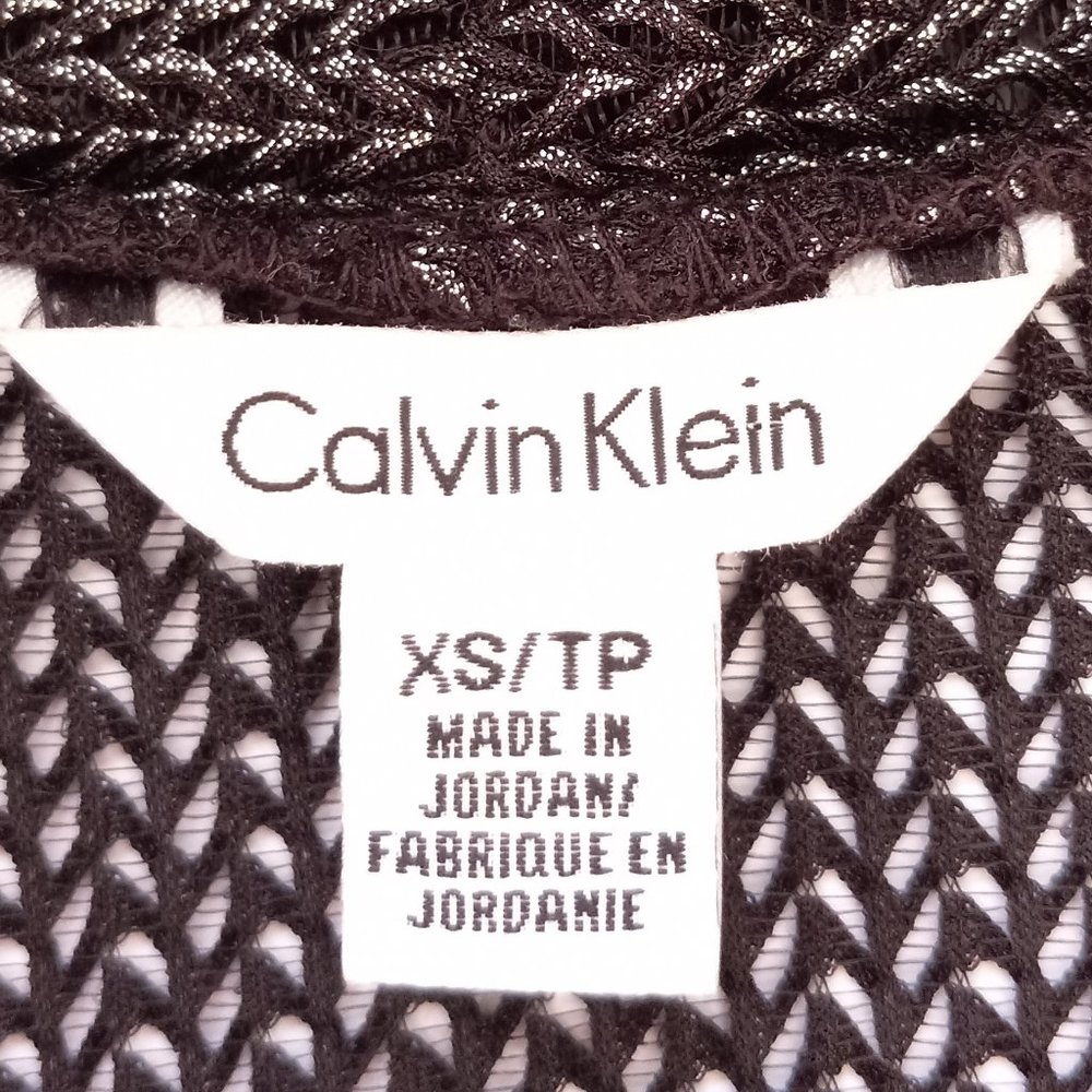 CALVIN KLEIN Black/Silver Open Front Cardigan Sz XS - Picture 6 of 7